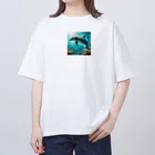 Lovers-chapelの美しいイルカ Oversized T-Shirt