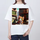 yoiyononakaの茶猫と本の部屋 オーバーサイズTシャツ