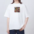 NATSUMAKITSUNEの北欧　ドット柄　マリメッコ風　Scandinavian dot pattern オーバーサイズTシャツ