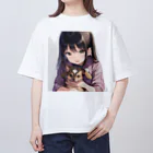 あかいはちの犬と少女 オーバーサイズTシャツ