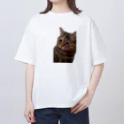 猫ミームグッズの【猫ミーム】叱られる猫 オーバーサイズTシャツ