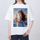 CHIKUSHOの自由の女神のミニチュアを持つ少女 オーバーサイズTシャツ
