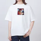 aoicanonの雪の結晶を研究する女性 オーバーサイズTシャツ