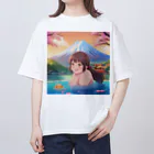 west97の富士山絶景にある露天風呂のかわいい女の子 オーバーサイズTシャツ