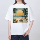 甘いマンゴーの甘い爽やかなマンゴーのイラストグッズ Oversized T-Shirt