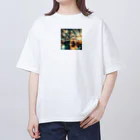 戦国時代マニアの日の光を受けて輝く大阪城 Oversized T-Shirt