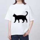 Teatime ティータイムの黒猫は見ていた　ねこ Oversized T-Shirt