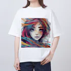 tenhou3の水彩画の女性 オーバーサイズTシャツ