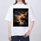 NovAiTen_shopの湖畔の鹿 Oversized T-Shirt