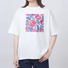 OkometoOmochiの花柄.b オーバーサイズTシャツ