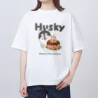 カワラリマーのハッピーなシベリアンハスキー Oversized T-Shirt