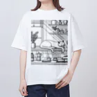 くつろぎ堂☆ネコにゃん☆イヌわんのくつろぎ猫 Oversized T-Shirt