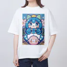 カピパーラ🐻の青い髪の姫とピンクのかわいい生物♪ Oversized T-Shirt