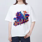 kyaffe4uのネコゴジラ オーバーサイズTシャツ