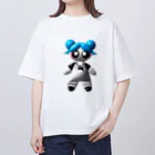 nachu_stayのぷくぷくあおがみがーる オーバーサイズTシャツ