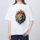 MirofuruDesignの抽象的なライオンスプラッシュTシャツ Oversized T-Shirt