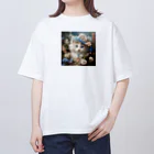 AQUAMETAVERSEの帽子をかふたねこ なでしこ 1478 オーバーサイズTシャツ