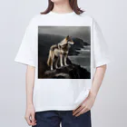 Moon_Howlの崖端の狼 オーバーサイズTシャツ