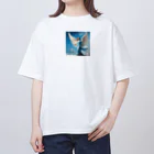 stonefishの青い空を見上げる天使 オーバーサイズTシャツ