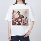 ブルーアイズのシルエットうさ Oversized T-Shirt