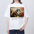 adarahの和風アートと三毛猫 オーバーサイズTシャツ