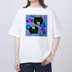 sara nerdの黒猫　2匹 オーバーサイズTシャツ