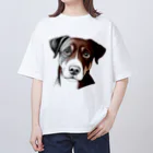 Ama'sのじっと見つめる犬さん オーバーサイズTシャツ