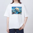 りんりんの可愛いシロクマちゃんショップ　かわいいよ！のボールをもってきたシロクマ Oversized T-Shirt