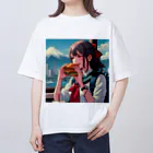 Sawadadaのハンバーガーと女子高生 Oversized T-Shirt