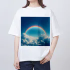 青と緑の青い空と虹 オーバーサイズTシャツ