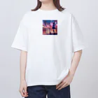 hestiaprayerのネオン街少女 Oversized T-Shirt