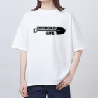 QUQU_WORKSのオフロードライフ スコップデザイン クロカン ブラック オーバーサイズTシャツ