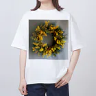 AQUAMETAVERSEのミモザの花をりース　なでしこ1478 オーバーサイズTシャツ