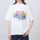 ナラといっしょ！のドット風サメ乗りナラ Oversized T-Shirt