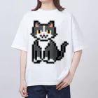 モチクマのハチワレ猫のドット絵 オーバーサイズTシャツ