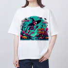 かるるんショップの骸骨紳士シリーズ　雨ニモマケズ、風ニモマケズ オーバーサイズTシャツ