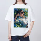 AQUAMETAVERSEの寝ぼけ顔　なでしこ1478 オーバーサイズTシャツ