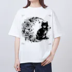 猫の墨遊の猫のスズ オーバーサイズTシャツ