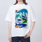 みなとまち層のジュラ紀の海のいきもの オーバーサイズTシャツ