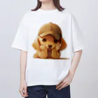 AQUAMETAVERSEのキャプをかぶった可愛い子犬 Marsa 106 オーバーサイズTシャツ