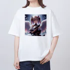 WakuWakustoreの堕天使少女ハンドガン オーバーサイズTシャツ