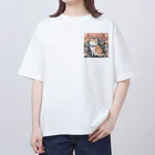 Grazing Wombatの日本画風、柴犬と桜-Japanese-style painting of a Shiba Inu with cherry blossoms オーバーサイズTシャツ