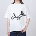 eugorameniwaの猫のシーソー オーバーサイズTシャツ