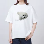 しらたま(ミニビション)のうんちんぐポーズ　シュール　Tシャツ　犬 Oversized T-Shirt