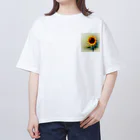 MeTooの向日葵とワンピース Oversized T-Shirt