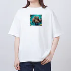 processorの水遊びする親子カワウソ オーバーサイズTシャツ