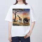 かるるんショップのサバンナのとある日の風景　シリーズ　凸凹コンビ Oversized T-Shirt