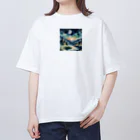 オーロラの里の夜の幻想 オーバーサイズTシャツ