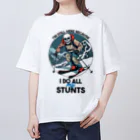 Stylo TeeのI'm Still Here Because I Do All My Stunts Oversized T-Shirt