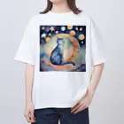 星降る夜にの眠り猫 オーバーサイズTシャツ